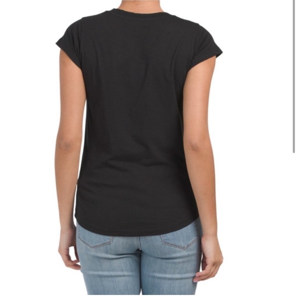 Zadig & Voltaire Skinny Mon Amour Foil Tee Shirt Black - Picture 2 of 13